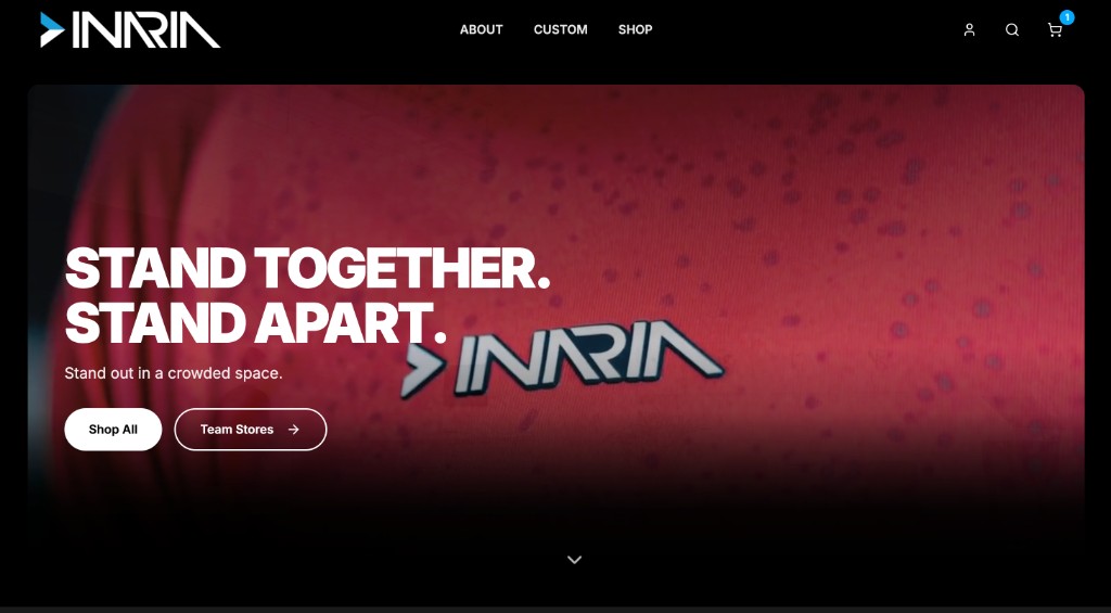 Inaria Sportswear — Team store platform powering custom apparel fulfillment